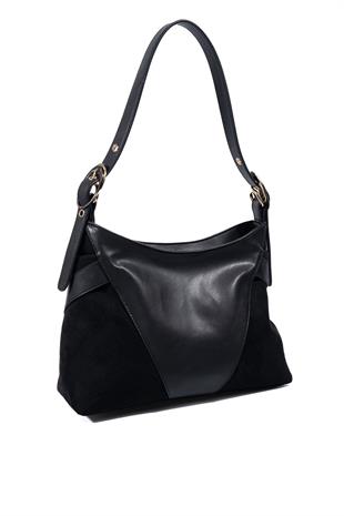 Silver & Polo SP1268 Kadın Omuz Çantası Süet Siyah-Siyah