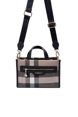 Silver & Polo SP1271 Kadın El Çantası Ekose Kahve-Siyah