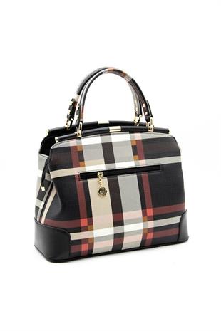 Silver & Polo SP706 Kadın El Çantası Ekose Siyah