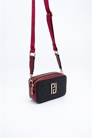 Silver Polo SP1078 Kadın Çapraz Çanta Monogram Antrasit-Bordo