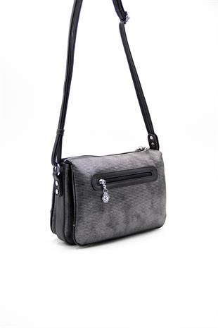 Silver & Polo SP784 Kadın Çapraz Çanta Petek M.Gümüş-Siyah