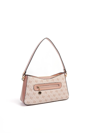 Silver Polo SP1102 Kadın Omuz Çantası Monogram Pembe-Somon-Pembe