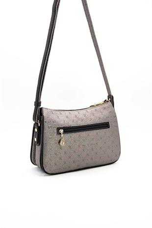 Silver & Polo SP818 Kadın Çapraz Çanta Logolu Platin-Siyah