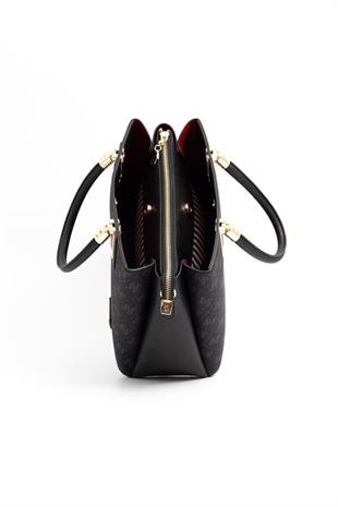 Silver & Polo SP1000 Kadın El Çantası Monogram Siyah