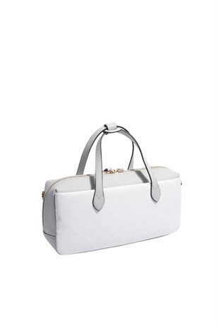 Silver & Polo SP1276 Kadın El Çantası Logolu Beyaz-A.Gri