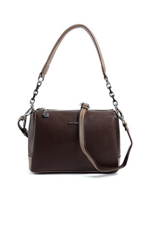 Silver & Polo SP910 Kadın Çapraz Çanta Düz Kahve-Vizon