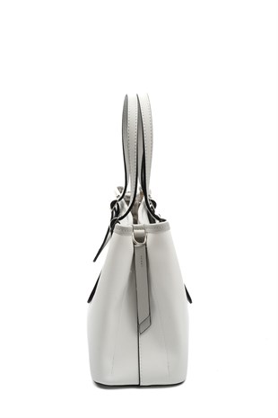 Silver & Polo SP1252 Kadın El Çantası Düz Beyaz-A.Gri