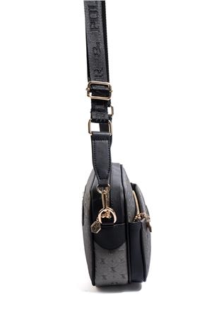 Silver & Polo SP1267 Kadın Çapraz Çanta Logolu Platin-Siyah