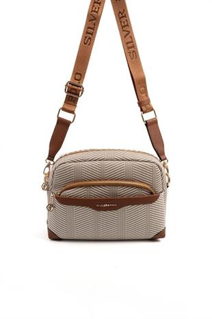 Silver & Polo SP1201 Kadın Çapraz Çanta Hasır Bej-Taba