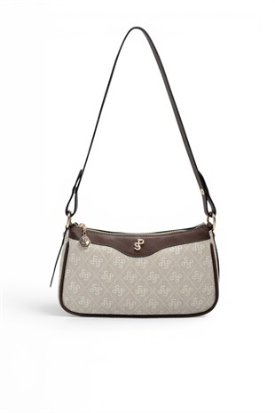 Silver Polo SP1274 Kadın Çapraz Çanta Monogram Taş-Kahve