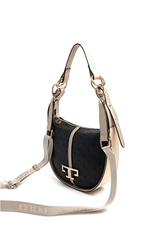 Silver & Polo SP1270 Kadın Omuz Çantası Logolu Siyah-S.Nut