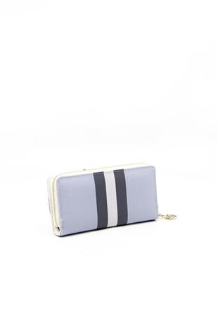 Silver & Polo SP928 Kadın Cüzdan & Kartlık Ekose Mavi-Kemik