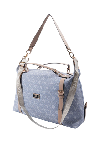 Silver & Polo SP1064 Kadın Seyahat Çantası Monogram Mavi-Ten