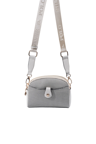 Silver & Polo SP1144 Kadın Çapraz Çanta King Desen Siyah-Kemik