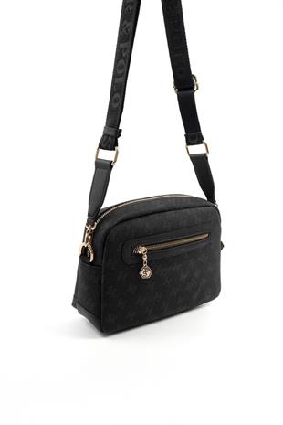 Silver & Polo SP1201 Kadın Çapraz Çanta Monogram Siyah