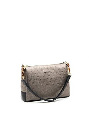 Silver & Polo SP910 Kadın Çapraz Çanta Logolu Platin-Siyah