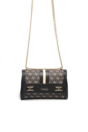 Silver & Polo SP1139 Kadın Çapraz Çanta Monogram Füme-Siyah