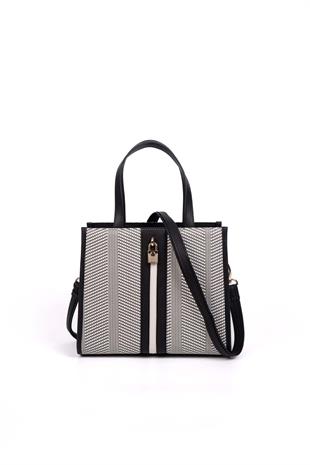 Silver & Polo Siyah Beyaz - Mat Siyah - Kemik SP1188 Kadın El Çantası