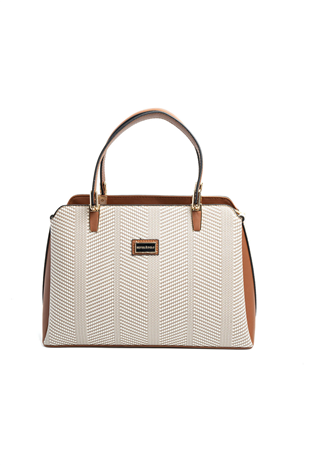 Silver & Polo SP9721 Kadın El Çantası Hasır Bej-Taba