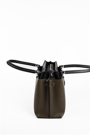 Silver & Polo SP826 Kadın El Çantası Düz Zeytuni-Siyah