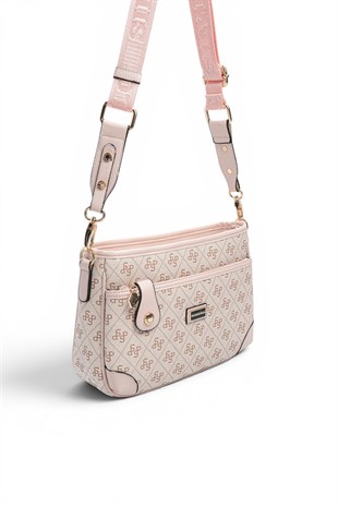 Silver Polo Pembe - Pudra Monogram Kadın Çapraz Çanta SP1160