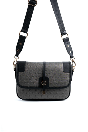 Silver & Polo SP1182 Kadın Çapraz Çanta Logolu Platin-Siyah