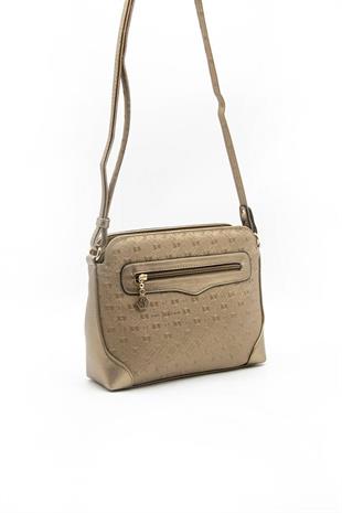 Silver & Polo SP364 Kadın Çapraz Çanta Logolu Bronz-Bronz
