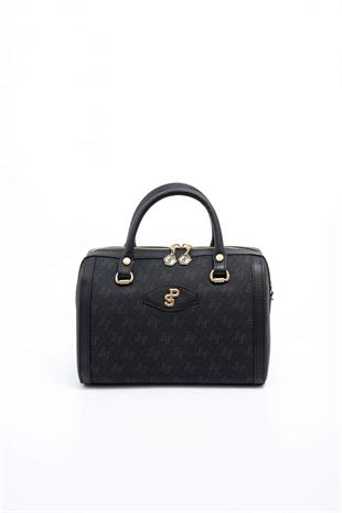Silver & Polo SP1091 Kadın El Çantası Monogram Siyah-Siyah
