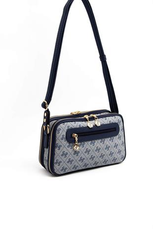 Silver Polo Gri - Lacivert Monogram Kadın Çapraz Çanta SP899