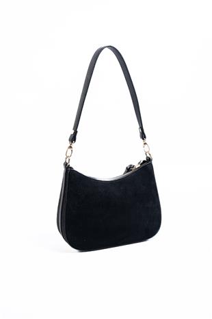 Silver & Polo SP1259 Kadın Omuz Çantası Süet Siyah-Siyah