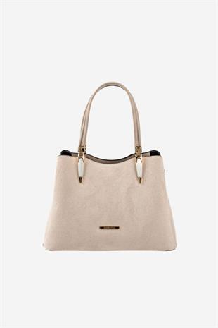 Silver & Polo SP1205 Kadın El Çantası Süet Bej-Kum