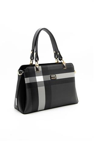 Silver & Polo SP972 Kadın El Çantası Ekose Siyah