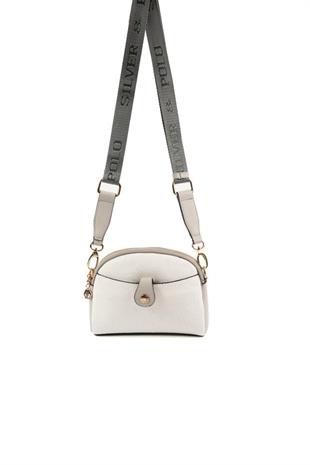 Silver & Polo SP1144 Kadın Çapraz Çanta Logolu Beyaz-A.Gri