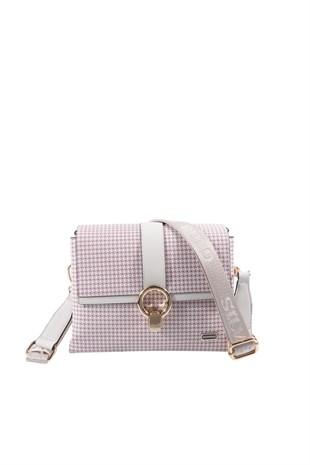 Silver & Polo SP1275 Kadın Çapraz Çanta King Desen Bordo-Kemik