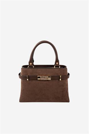 Silver & Polo SP1149 Kadın El Çantası Süet Kahve