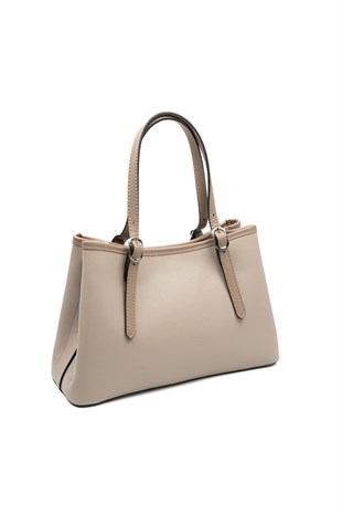 Silver & Polo SP1252 Kadın El Çantası Düz Koyu Bej-Latte