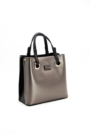Silver & Polo SP975 Kadın El Çantası Düz Platin-Siyah
