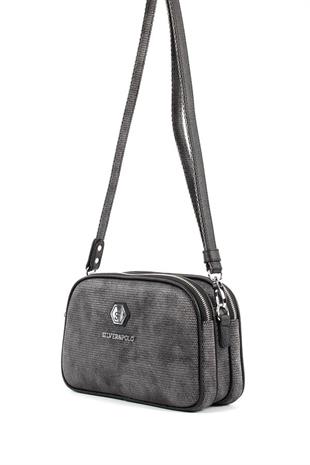 Silver & Polo SP745 Kadın Çapraz Çanta Petek M.Gümüş-Siyah
