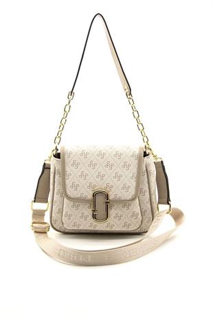 Silver Polo SP1147 Kadın Omuz Çantası Monogram Bej-Kum