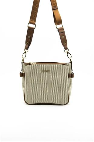 Silver & Polo SP884 Kadın Çapraz Çanta Hasır Bej-Taba