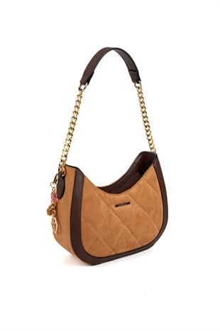 Silver & Polo SP1168 Kadın Omuz Çantası Süet Taba-Kahve