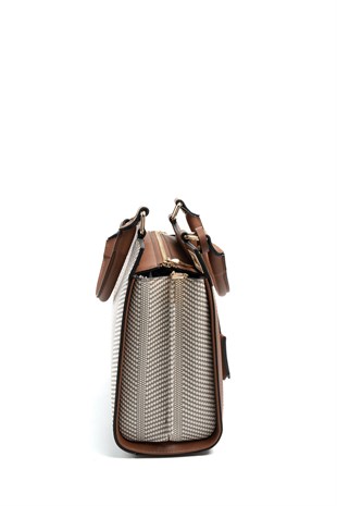 Silver & Polo SP1174 Kadın El Çantası Hasır Bej-Taba