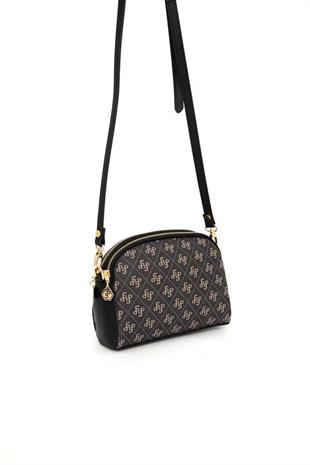 Silver & Polo SP1144 Kadın Çapraz Çanta Monogram Füme-Siyah