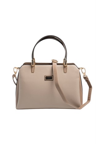 Silver & Polo SP9721 Kadın El Çantası Düz Koyu Bej-Latte