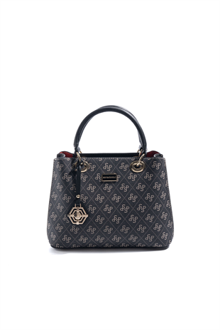 Silver & Polo SP1272 Kadın El Çantası Monogram Füme-Siyah