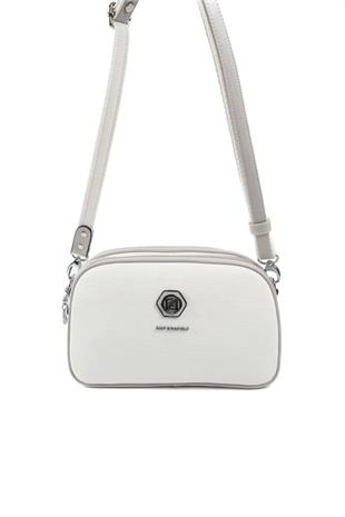Silver & Polo SP745 Kadın Çapraz Çanta Petek Beyaz-A.Gri