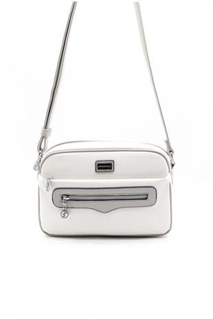 Silver & Polo SP491 Kadın Çapraz Çanta Düz Beyaz-A.Gri