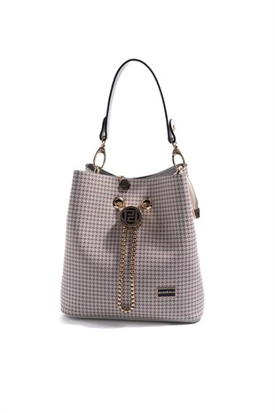 Silver & Polo SP967 Kadın Çapraz Çanta King Desen Pembe-Kemik