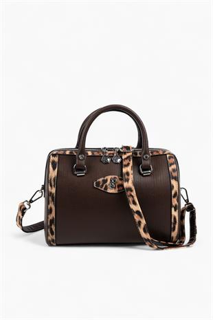 Silver & Polo Leopar Kahve SP1091 Kadın El Çantası