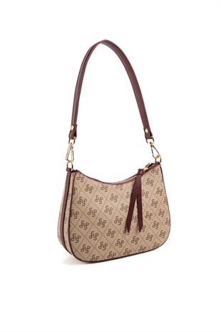 Silver & Polo Koyu Bej - Bordo SP1259 Omuz Çantası